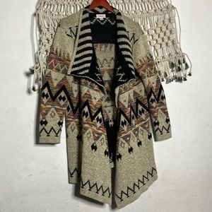 Kamana colorful geometric open front tunic cardigan